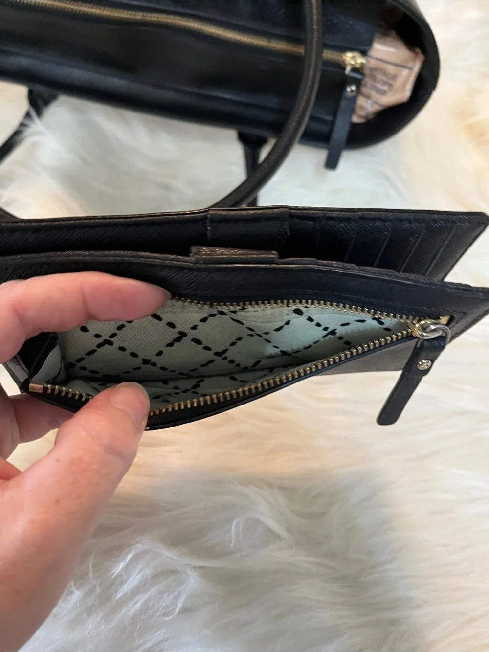 kate spade Black Leather Tote with Matching Wallet